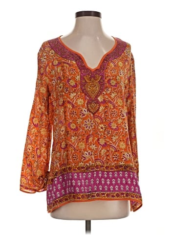 Tolani 3/4 Sleeve Silk Top (view 1)