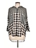 Double Zero 100% Polyester Checkered-gingham Gray 3/4 Sleeve Blouse Size L - photo 1