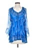 Johnny Was 100% Silk Blue 3/4 Sleeve Silk Top Size S - photo 1