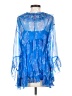 Johnny Was 100% Silk Blue 3/4 Sleeve Silk Top Size S - photo 2