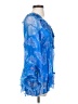 Johnny Was 100% Silk Blue 3/4 Sleeve Silk Top Size S - photo 4