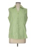 Basic Editions Green Sleeveless Button-Down Shirt Size L - photo 1