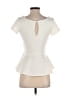 Bisou Bisou 100% Polyester Ivory Short Sleeve Blouse Size XS - photo 2