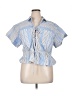 Free Assembly 100% Cotton Stripes Blue Short Sleeve Blouse Size XL - photo 1