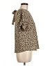 Papermoon 100% Polyester Animal Print Tan Short Sleeve Blouse Size M (petite) - photo 4