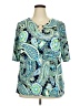 Tacera Teal Short Sleeve Blouse Size 2X - photo 1