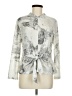 Clara Sun Woo Print Silver Long Sleeve Blouse Size M - photo 1