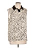 Pleione 100% Polyester Animal Print Ivory Sleeveless Blouse Size L - photo 1