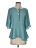 Cupcakes & Cashmere 100% Polyester Teal 3/4 Sleeve Blouse Size XS - photo 1