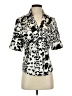Cache Animal Print Ivory Short Sleeve Silk Top Size S - photo 1
