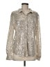 Open Edit Metallic Silver Long Sleeve Blouse Size M - photo 1