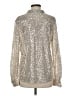 Open Edit Metallic Silver Long Sleeve Blouse Size M - photo 2