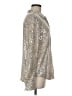 Open Edit Metallic Silver Long Sleeve Blouse Size M - photo 4