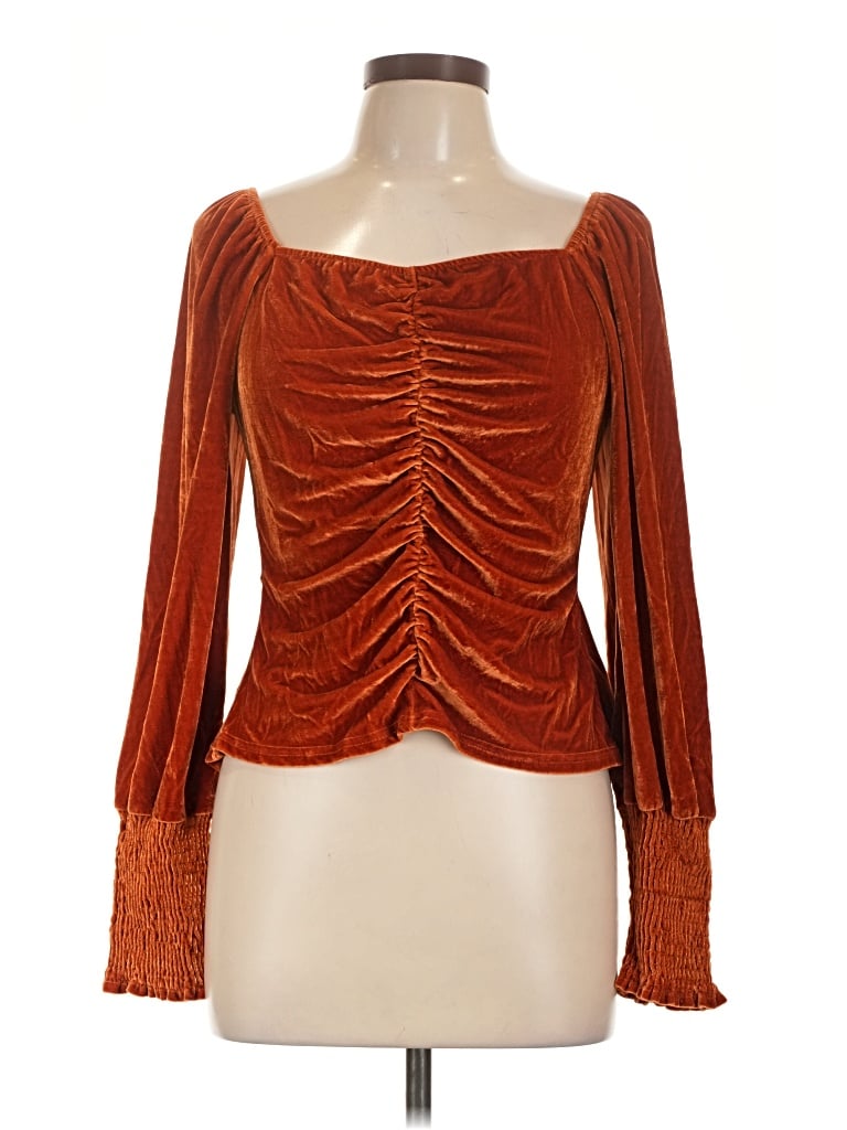 Pre-owned Assorted Brands Long Sleeve Blouse In Orange