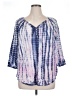 Chaps 100% Cotton Tie-dye Blue 3/4 Sleeve Blouse Size XL - photo 1