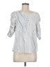 Democracy Graphic Blue Silver 3/4 Sleeve Blouse Size M - photo 1