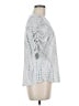 Democracy Graphic Blue Silver 3/4 Sleeve Blouse Size M - photo 4