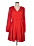 Express 100% Polyester Solid Red Casual Dress Size L - photo 1