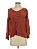 Lie 100% Silk Brown Long Sleeve Silk Top Size 4 - photo 1