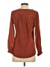 Lie 100% Silk Brown Long Sleeve Silk Top Size 4 - photo 2