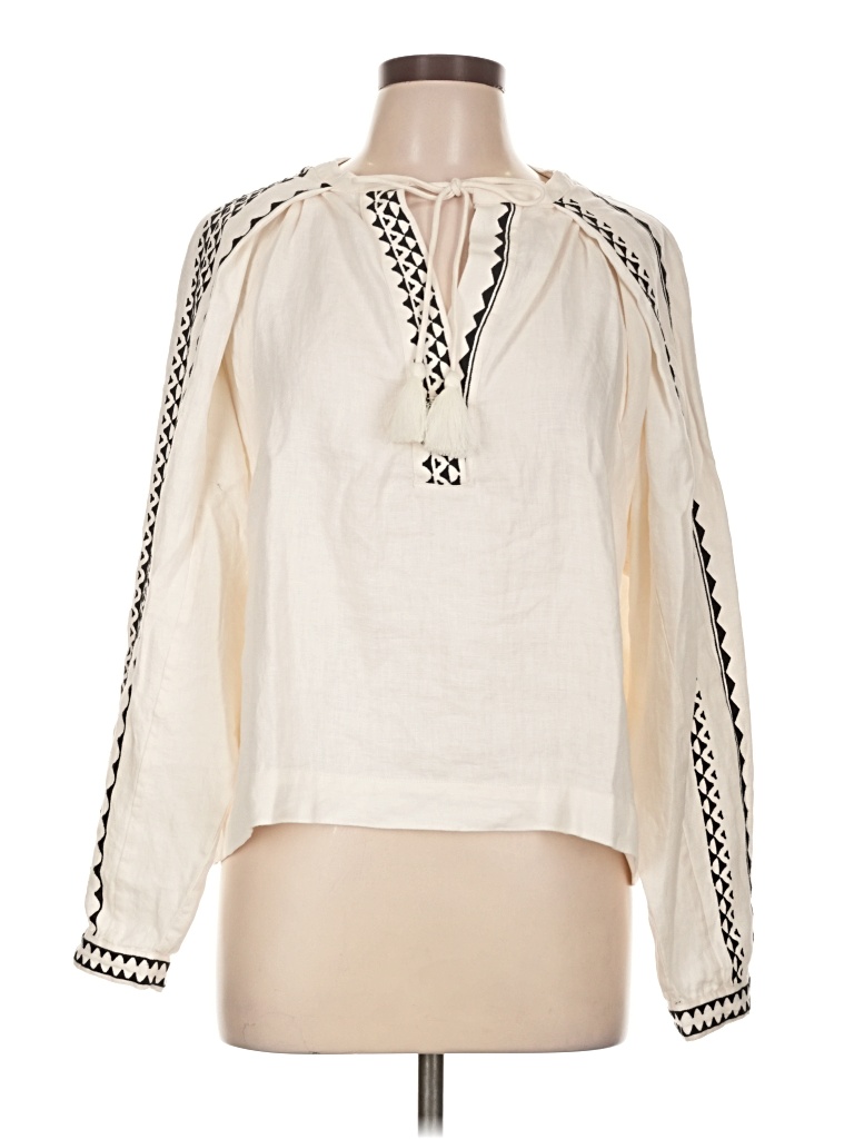 Pre-owned Banana Republic Long Sleeve Blouse In Ivory