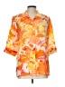 TanJay 100% Silk Tropical Orange 3/4 Sleeve Silk Top Size 12 - photo 1