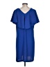 Ann Taylor 100% Polyester Solid Blue Casual Dress Size L - photo 2