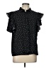Mod Ref 100% Polyester Polka Dots Black Short Sleeve Blouse Size L - photo 1