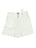 AE77 100% Linen Stripes Ivory Cargo Shorts Size 12 - photo 1