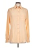 Moschino 100% Silk Color Block Orange Tan Long Sleeve Silk Top Size 12 - photo 1