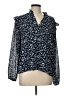 J.Crew Factory Store 100% Polyester Floral Blue Long Sleeve Blouse Size L - photo 1