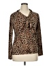 Charter Club Animal Print Brown Long Sleeve Blouse Size XL - photo 1