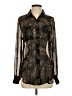 DKNY Animal Print Black Long Sleeve Blouse Size XS - photo 1