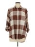 Old Navy 100% Cotton Plaid Brown Long Sleeve Button-Down Shirt Size M - photo 1