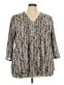 Rose + Olive 100% Polyester Blue 3/4 Sleeve Blouse Size 3X - photo 1