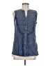 Lola P. Blue Sleeveless Button-Down Shirt Size M - photo 1