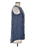 Lola P. Blue Sleeveless Button-Down Shirt Size M - photo 4