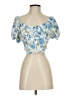Blu Pepper 100% Polyester Floral Blue Short Sleeve Blouse Size S - photo 1