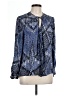 Parker 100% Silk Animal Print Blue Long Sleeve Silk Top Size L - photo 1