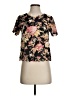 Topshop 100% Polyester Floral Black Short Sleeve T-Shirt Size 2 - photo 1