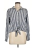 Cloth & Stone Stripes Gray Long Sleeve Blouse Size M - photo 1