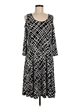 susan graver casual dresses Susan Graver Regular Printed Liquid Knit Puff Sleeve V-Neck Dress