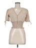 J for Justify 100% Rayon Tan Short Sleeve Blouse Size M - photo 1