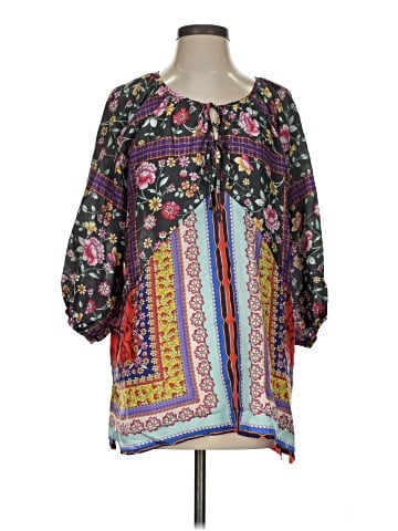 Johnny Was 3/4 Sleeve Silk Top (view 1)