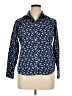 Lands' End 100% Cotton Print Blue Long Sleeve Button-Down Shirt Size 14 (petite) - photo 1