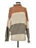 Allie Rose 100% Polyester Color Block Tan Turtleneck Sweater Size S - photo 1