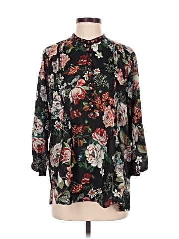 Johnny Was 3/4 Sleeve Silk Top (view 1)