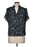 Point Sur 100% Polyester Black Short Sleeve Blouse Size M - photo 1