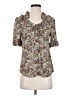 Odille Floral Gray Short Sleeve Blouse Size 4 - photo 1