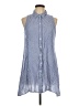 Cupio 100% Viscose Blue Sleeveless Button-Down Shirt Size L - photo 1